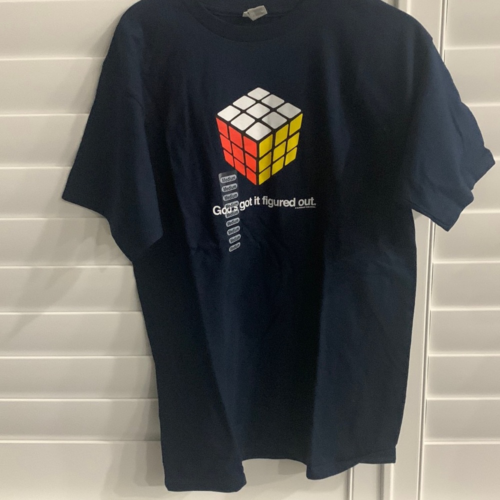 Navy blue Men’s Tee religious graphic T-shirt Medium Gods got it figured out NEW